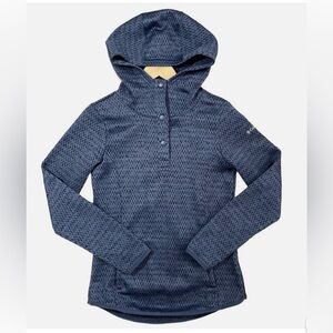 Woman’s Bluish Gray Polo Collar Hoodie Relaxed Fit- Medium